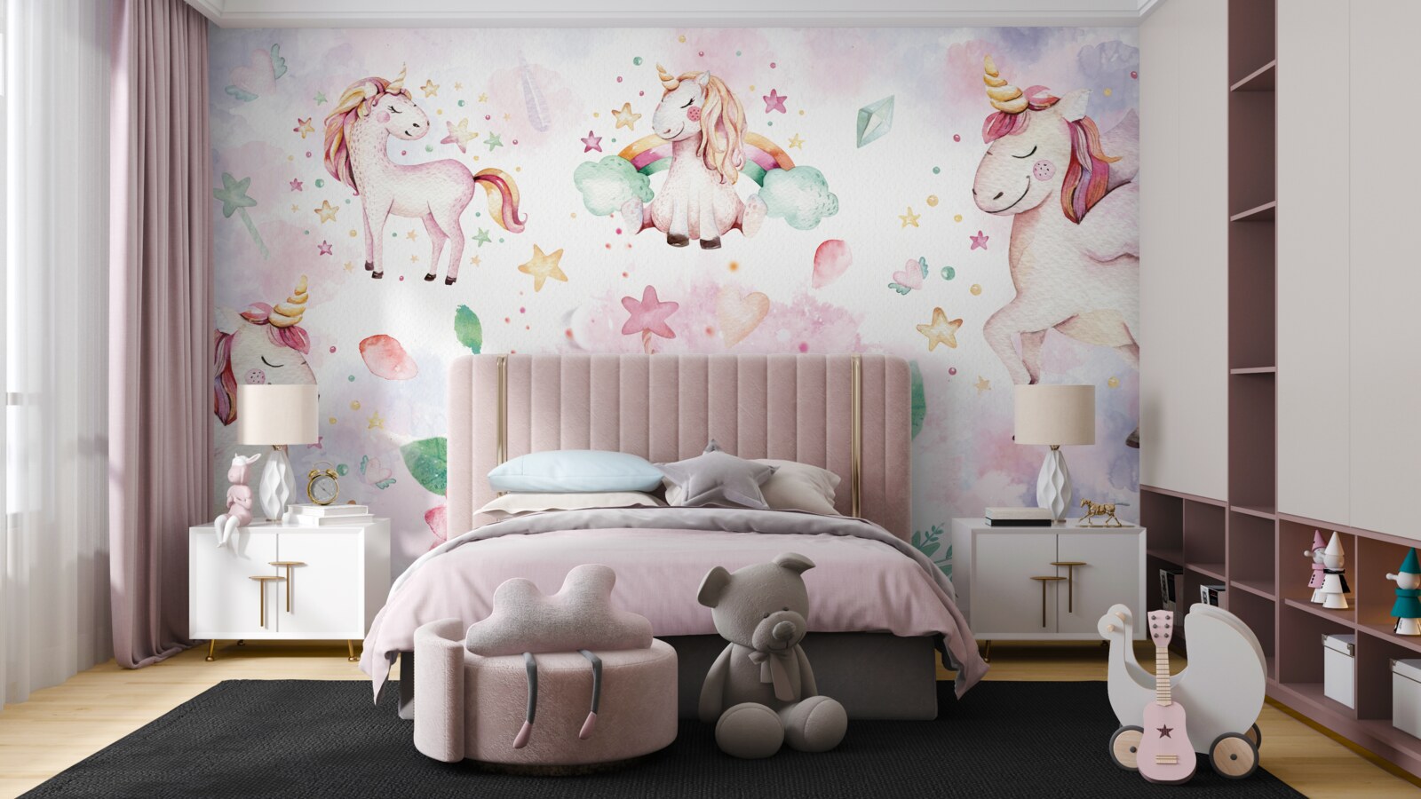 Fototapeta jednorožce medzi kvetmi