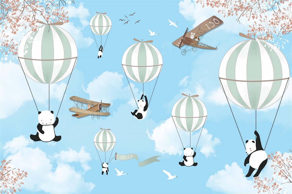 Fototapeta pandy sa rady hrajú s balónikmi