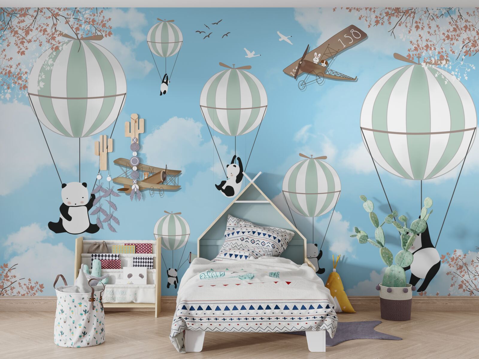 Fototapeta pandy sa rady hrajú s balónikmi