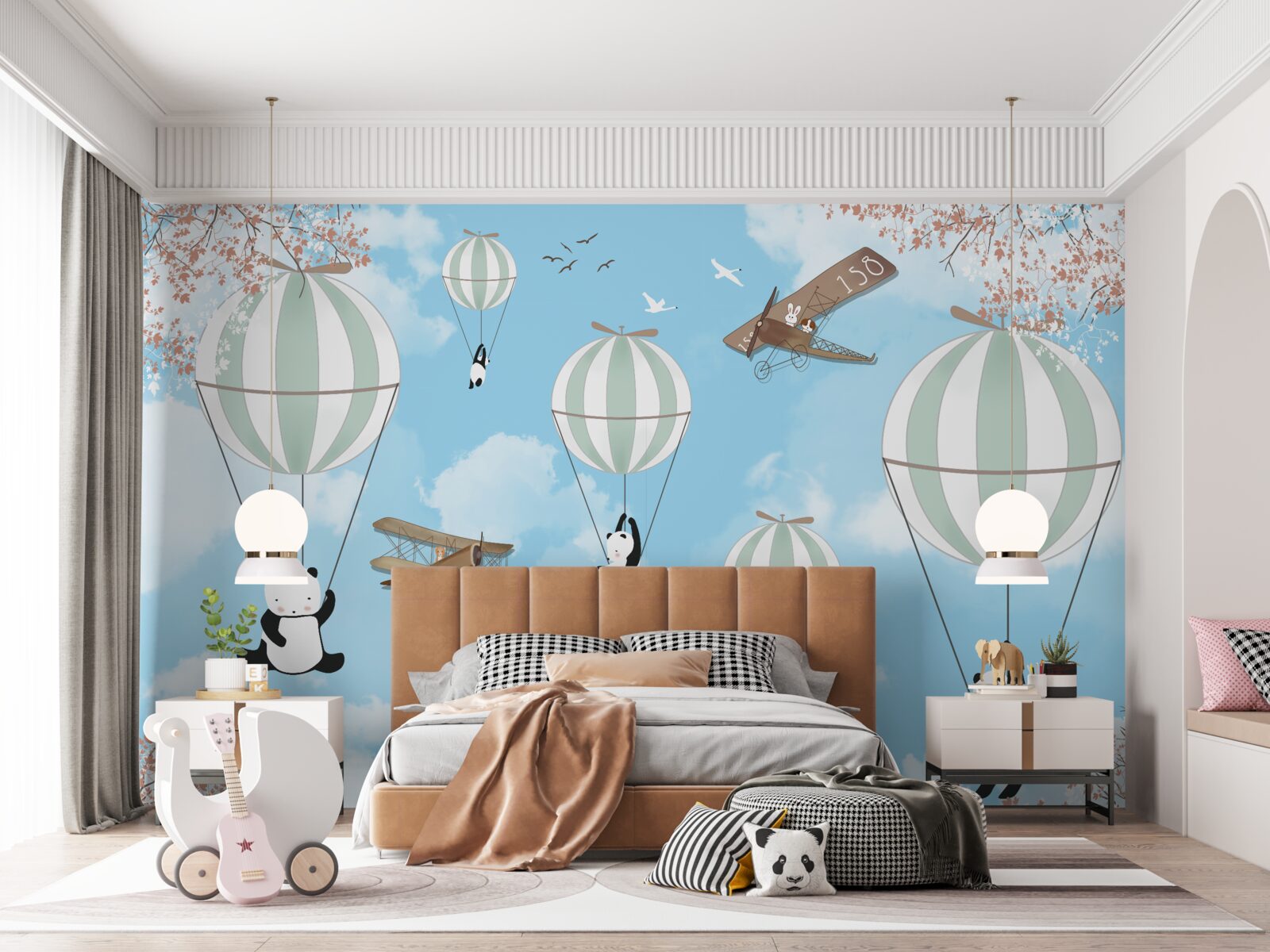 Fototapeta pandy sa rady hrajú s balónikmi