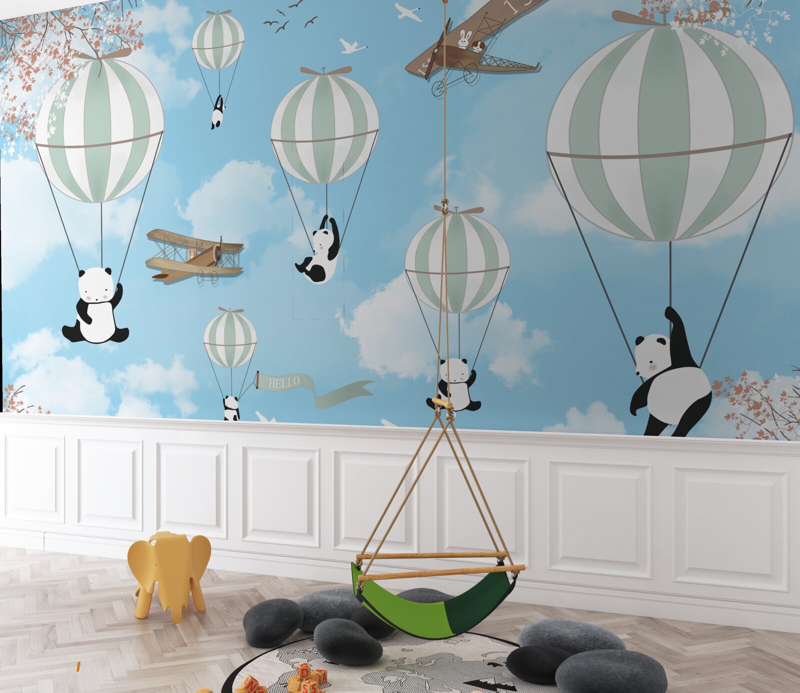 Fototapeta pandy sa rady hrajú s balónikmi