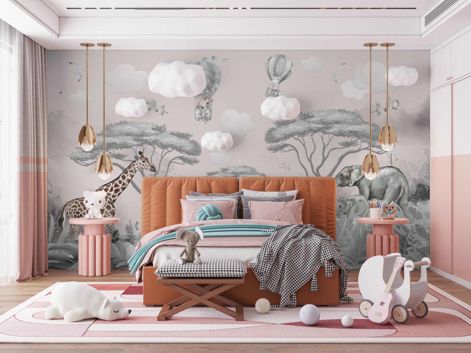 Fototapeta Africké zvieratá v striebornom lese