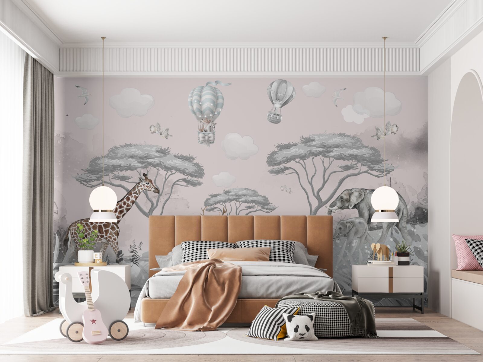 Fototapeta Africké zvieratá v striebornom lese