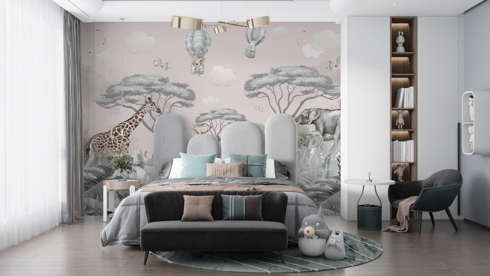 Fototapeta Africké zvieratá v striebornom lese