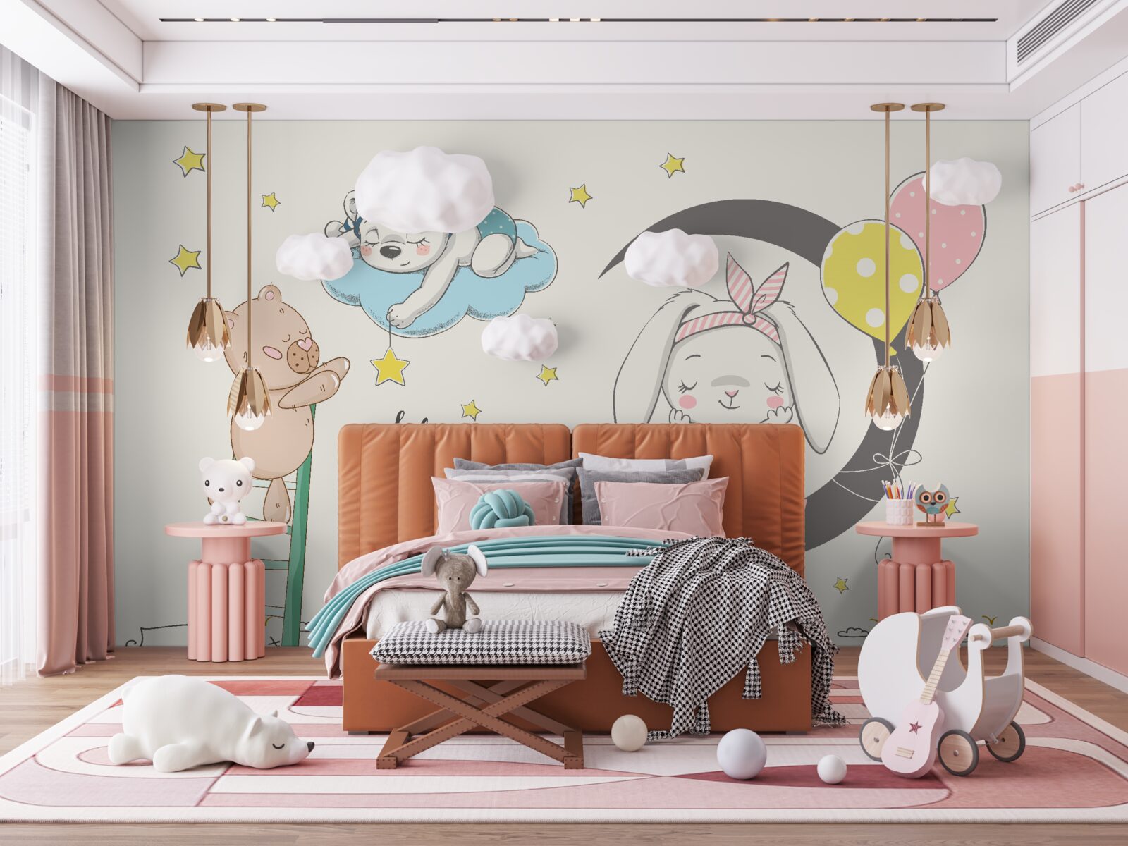 Fototapeta zvieratá nad mestom v tme noci