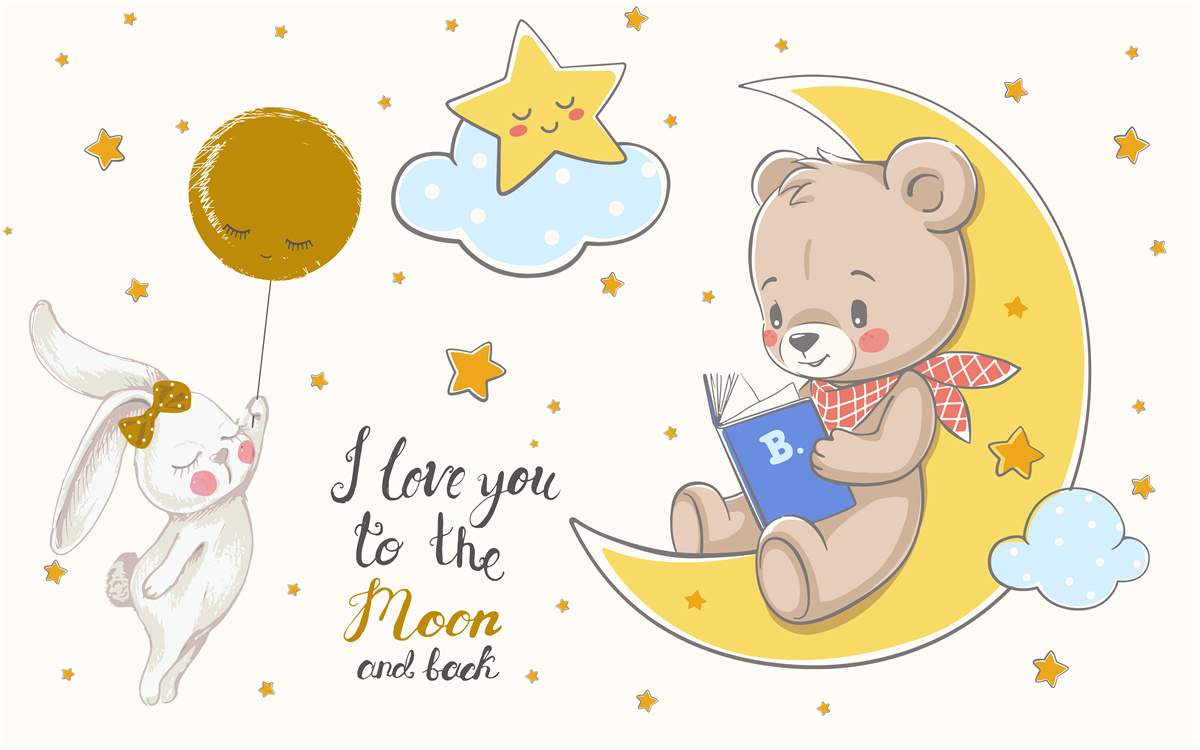 Fototapeta malý medvedík číta rozprávky zajacovi