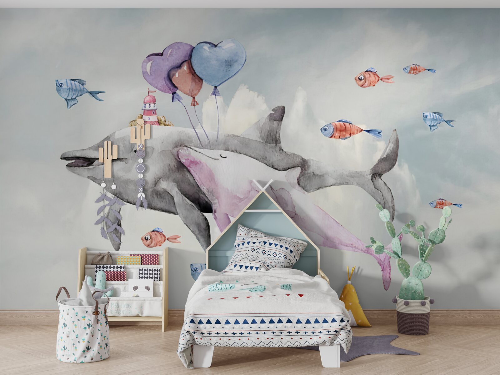 Fototapeta dva delfíny s loptičkami