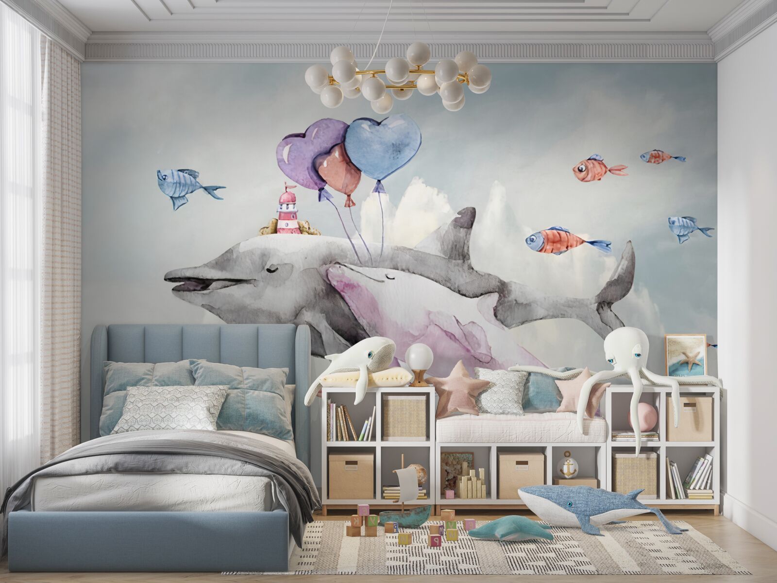 Fototapeta dva delfíny s loptičkami