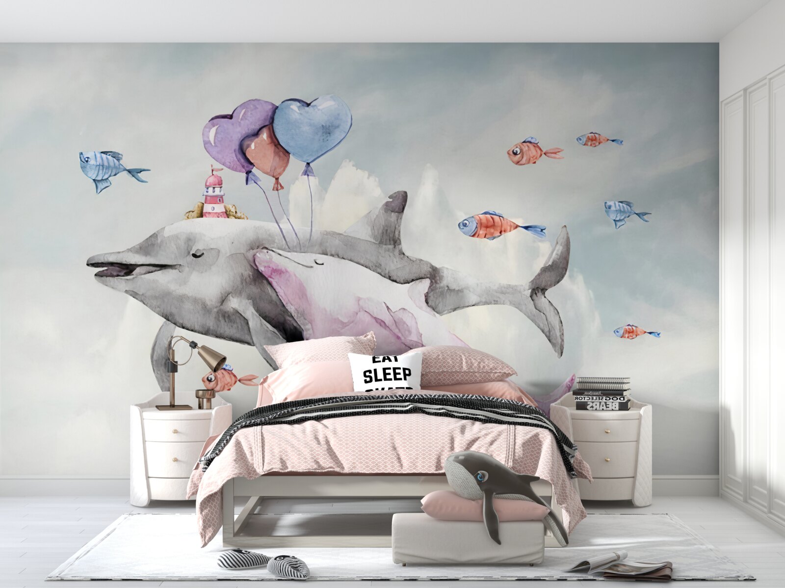 Fototapeta dva delfíny s loptičkami