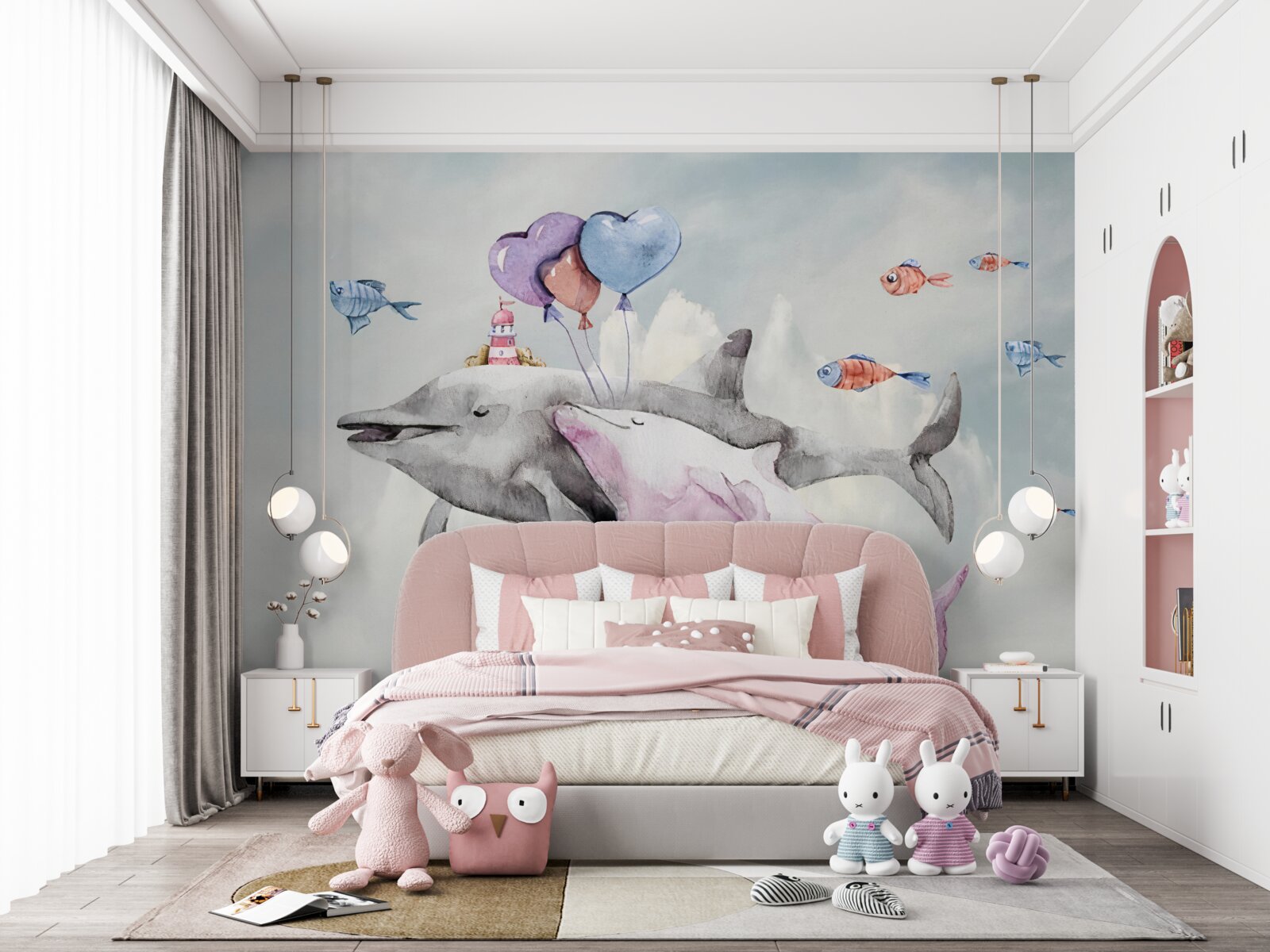 Fototapeta dva delfíny s loptičkami