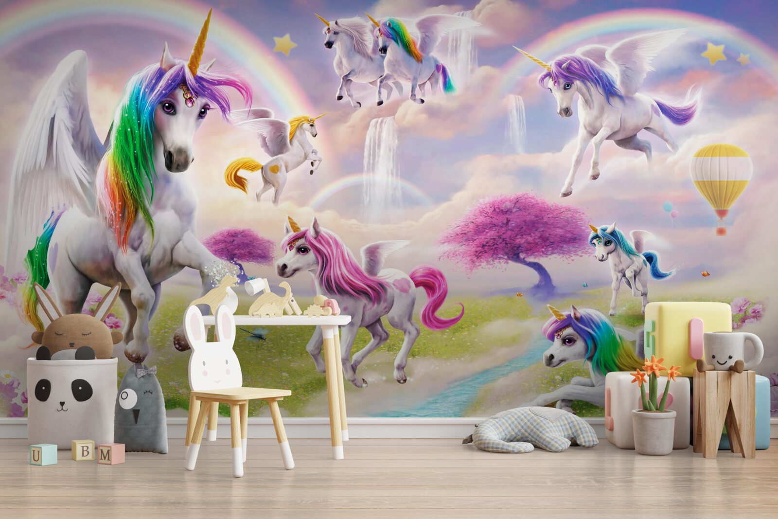 Fototapeta magické jednorožce na lesnej čistinke