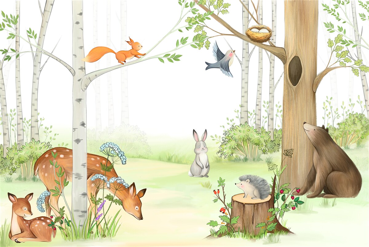 Fototapeta zvieratá v lese sú na jar plné života