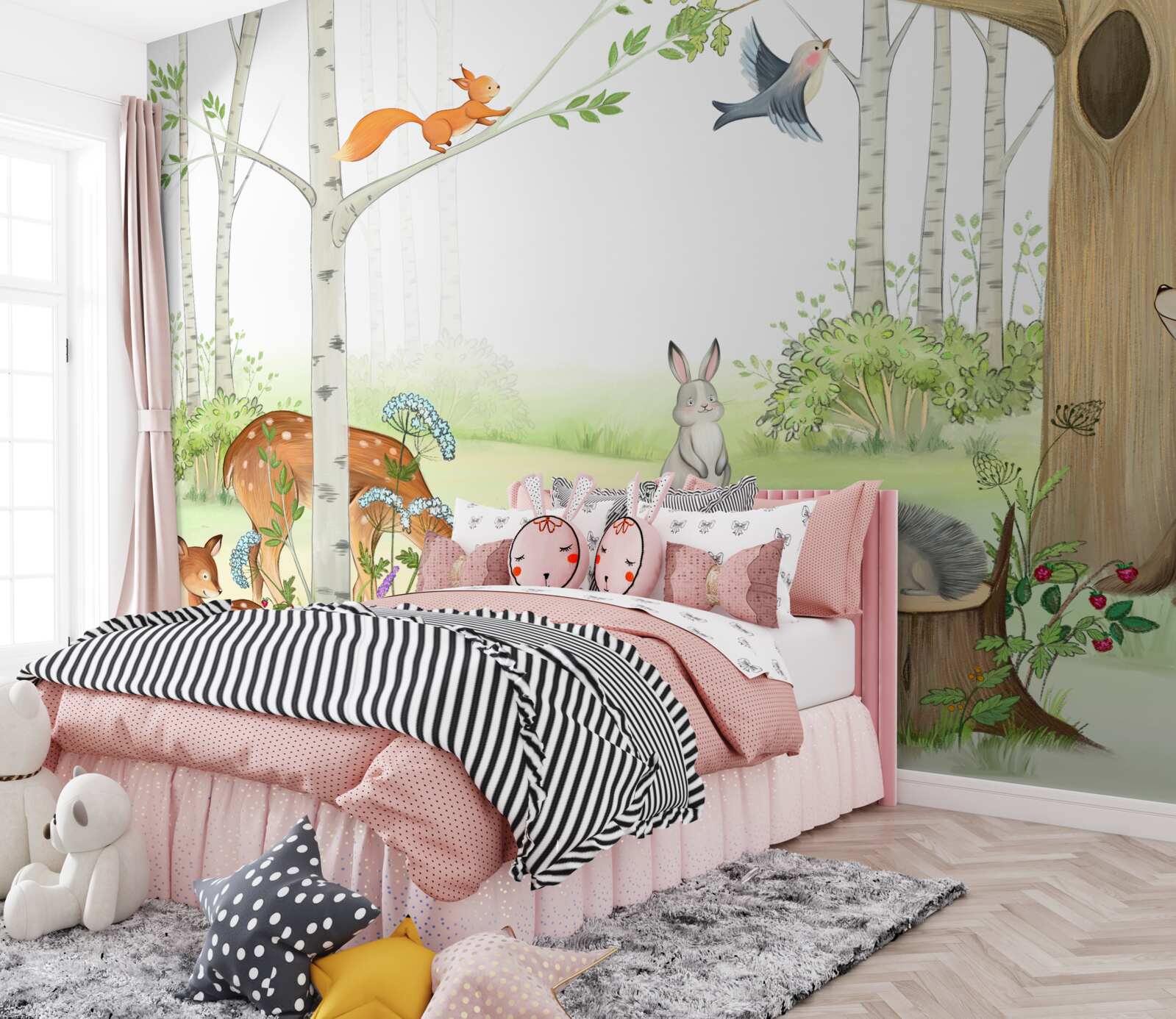 Fototapeta zvieratá v lese sú na jar plné života