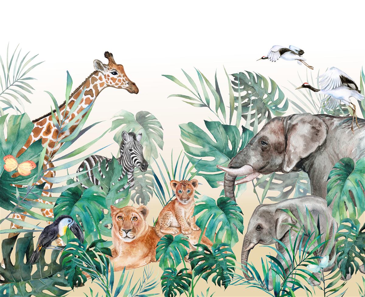 Fototapeta Africké zvieratá medzi listami