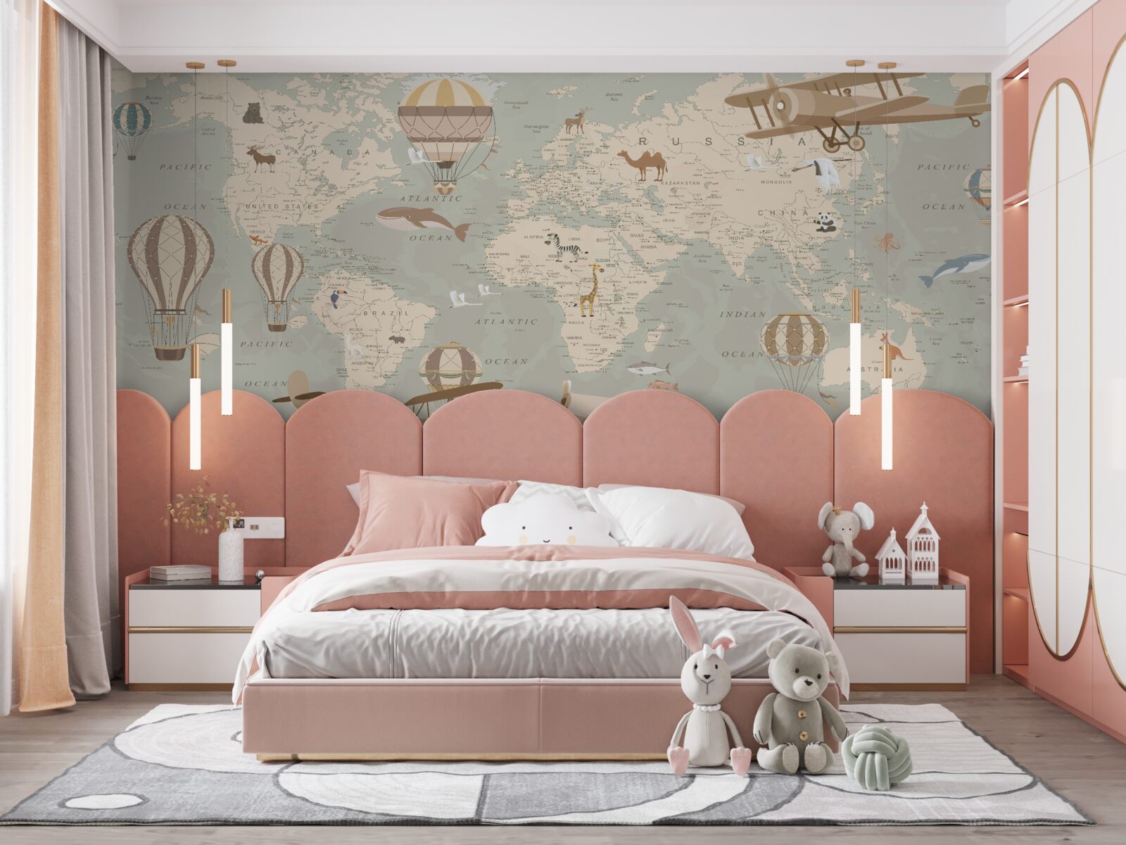 Fototapeta mapa sveta s fotografiami