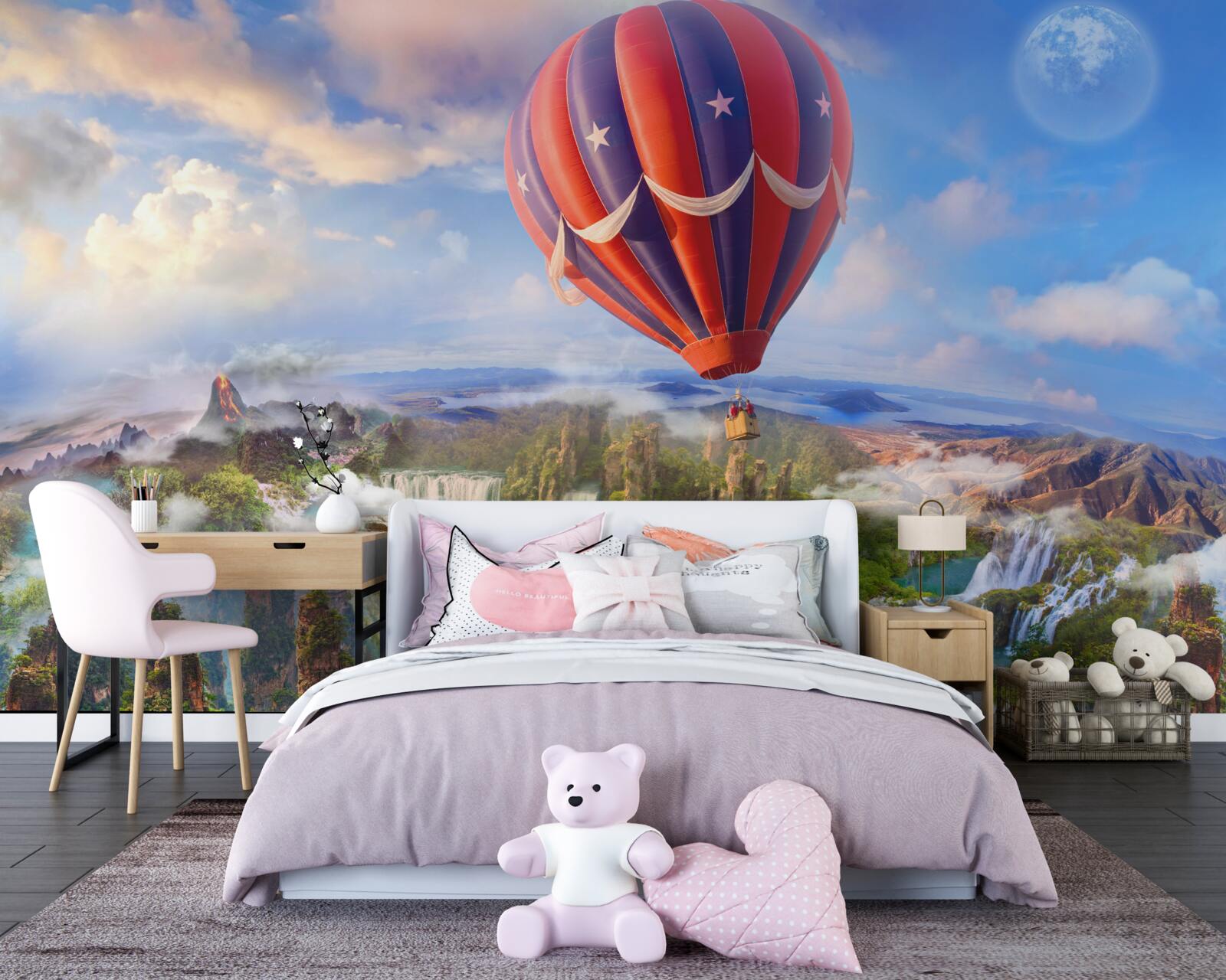 Fototapeta lopta plávajúca nad nádhernými vodopádmi