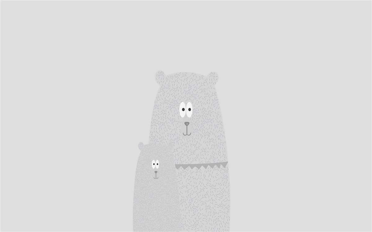 Fototapeta sivé medvede na obyčajnom sivom pozadí