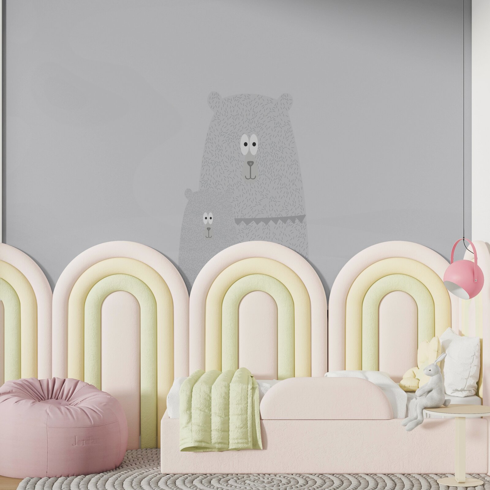 Fototapeta sivé medvede na obyčajnom sivom pozadí