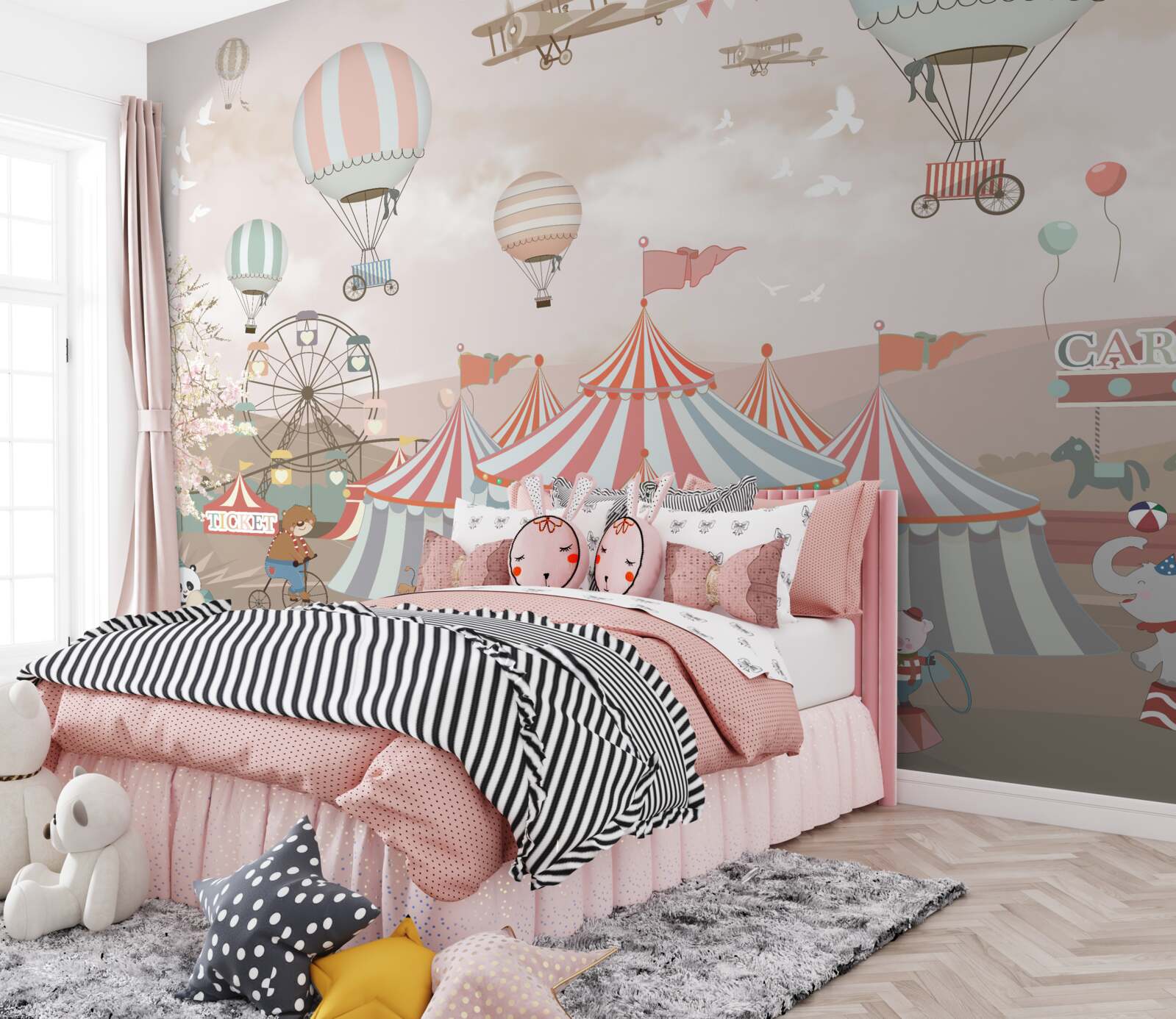 Fototapeta cirkus a lopty plávajúce na oblohe