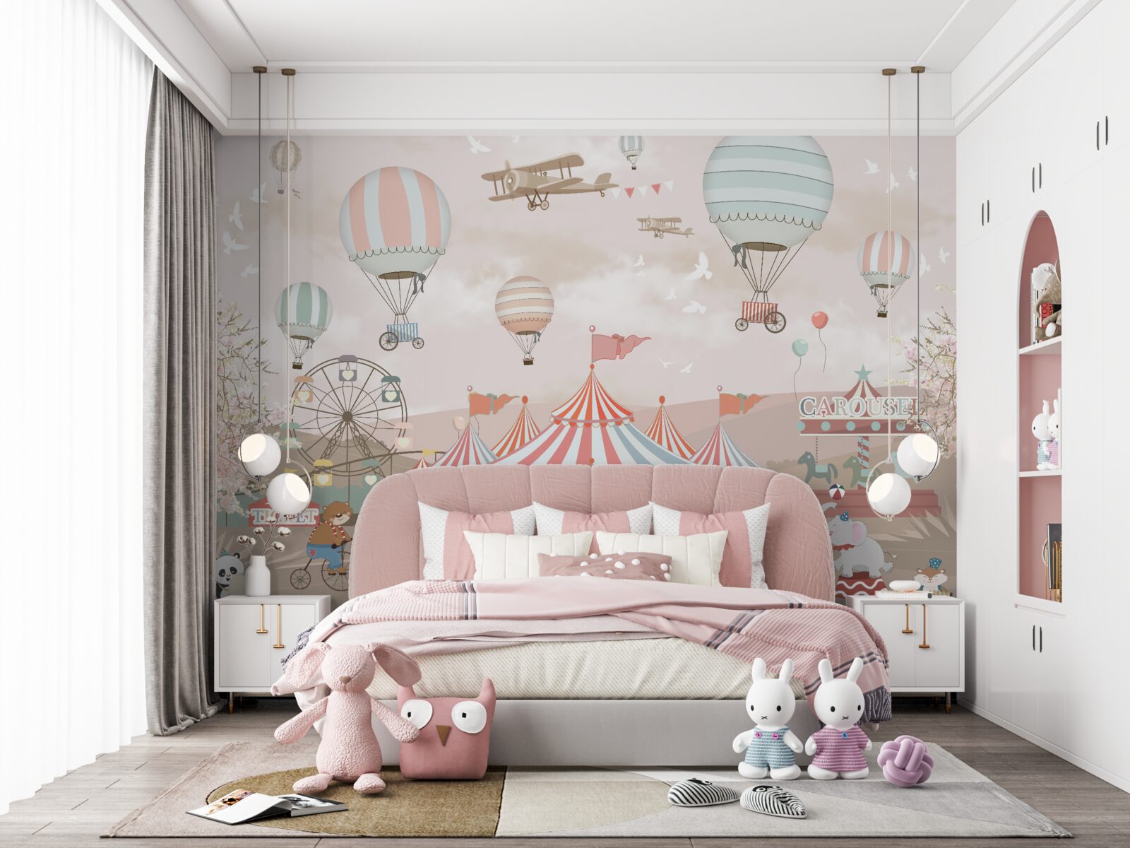 Fototapeta cirkus a lopty plávajúce na oblohe