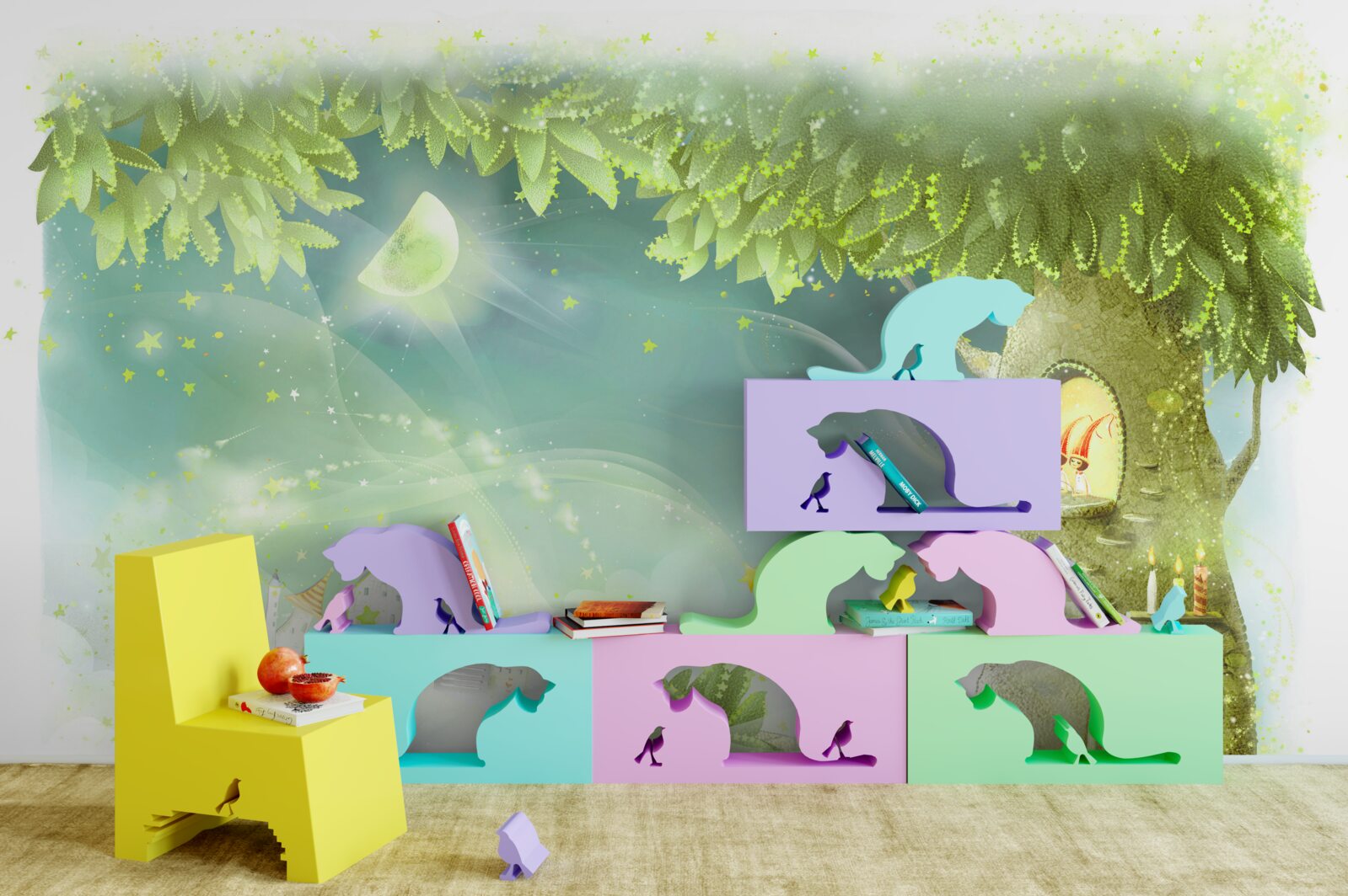 Fototapeta magická noc v rozprávkovom lese