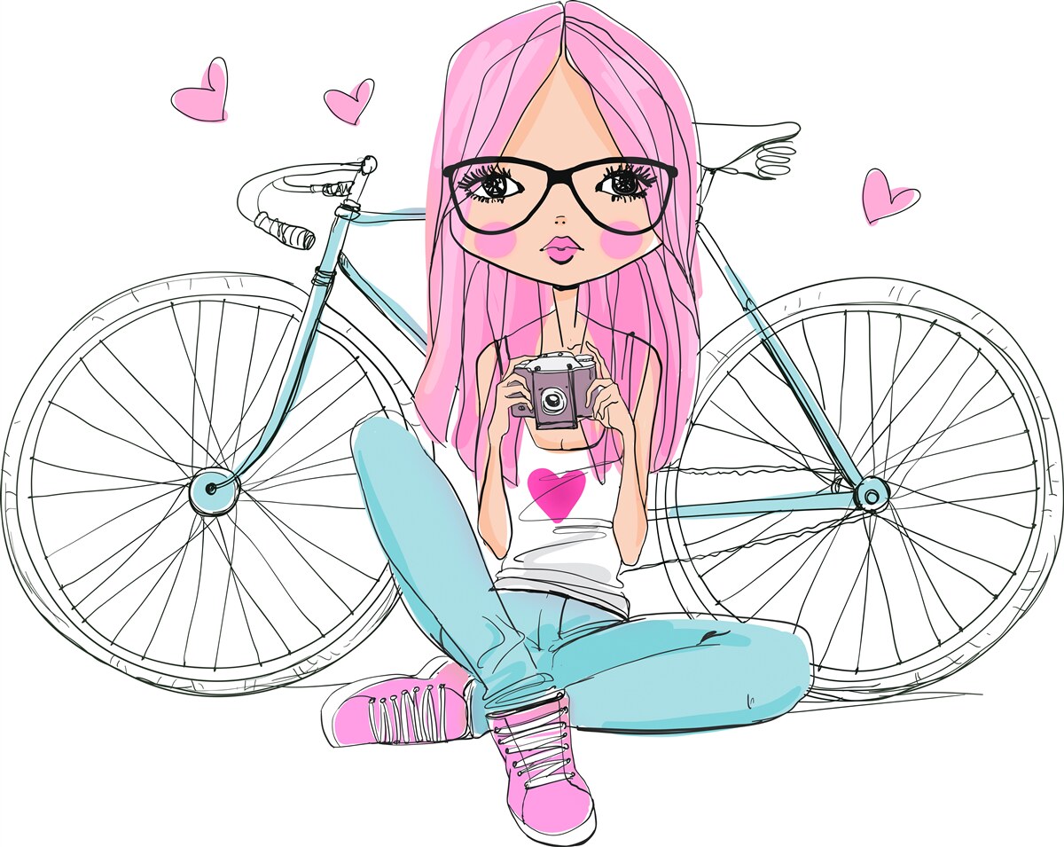 Fototapeta módne dievča na bicykli