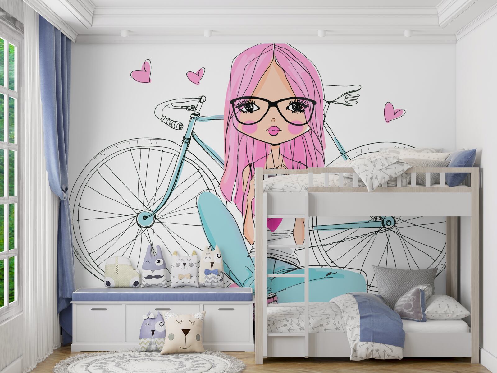 Fototapeta módne dievča na bicykli