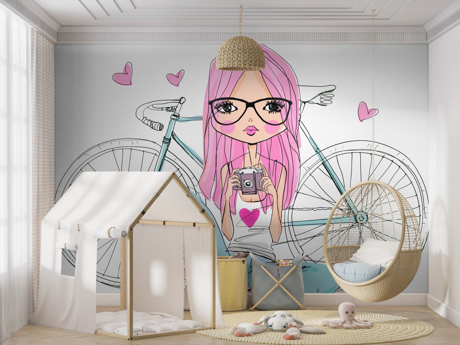 Fototapeta módne dievča na bicykli