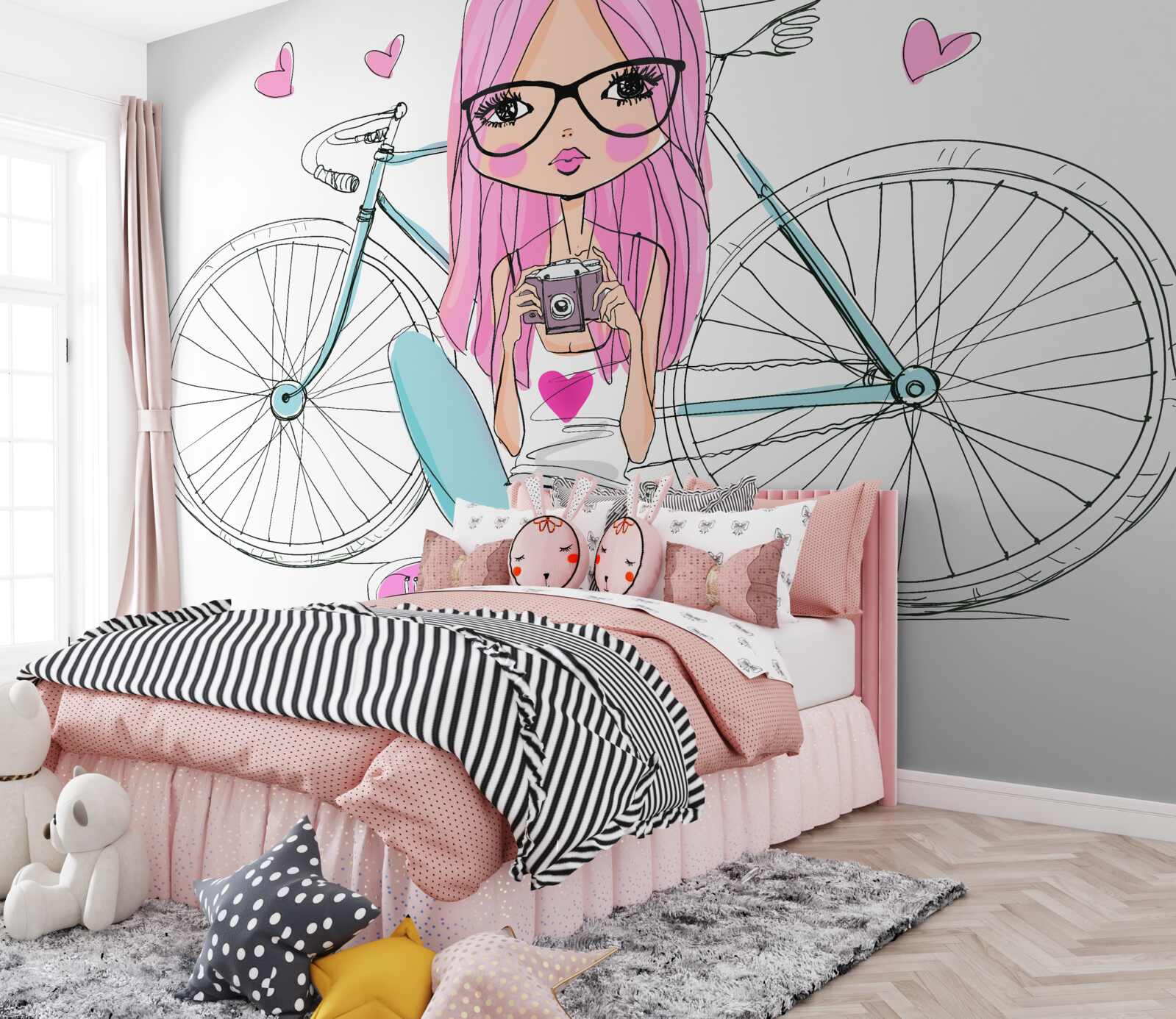 Fototapeta módne dievča na bicykli