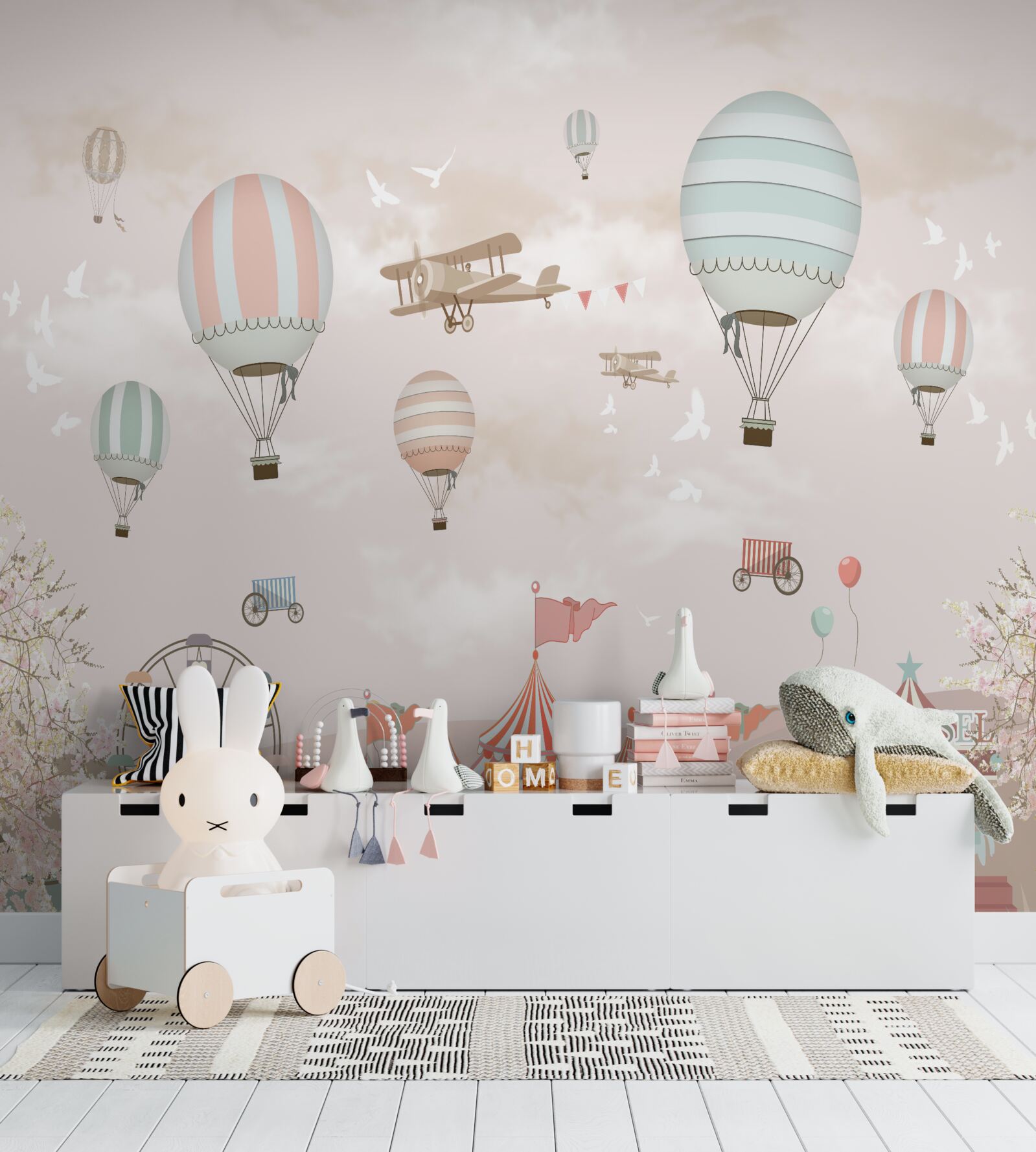 Fototapeta cirkus pod mrakmi balónov