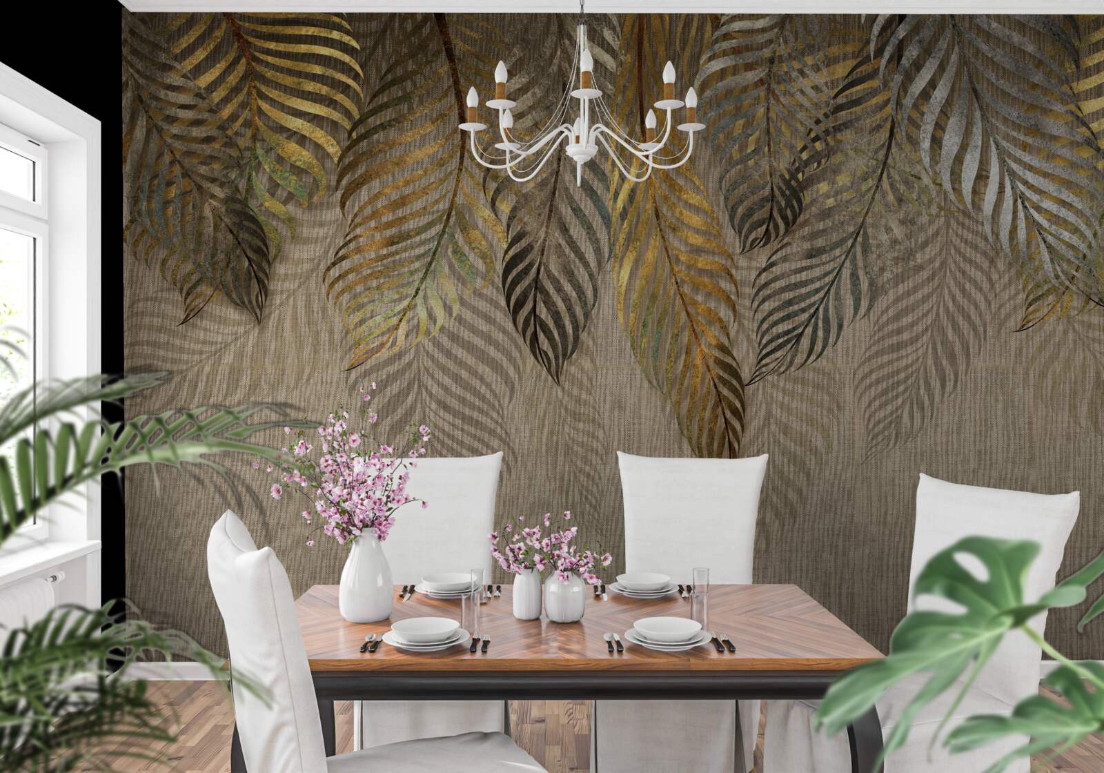 Fototapeta Vetvy banánovej palmy pokryté zlatom