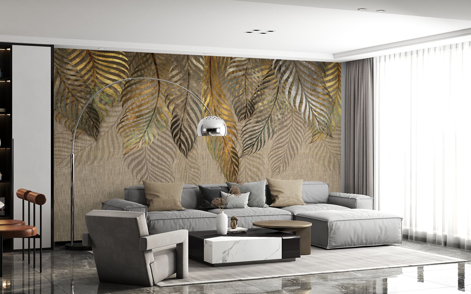 Fototapeta Vetvy banánovej palmy pokryté zlatom