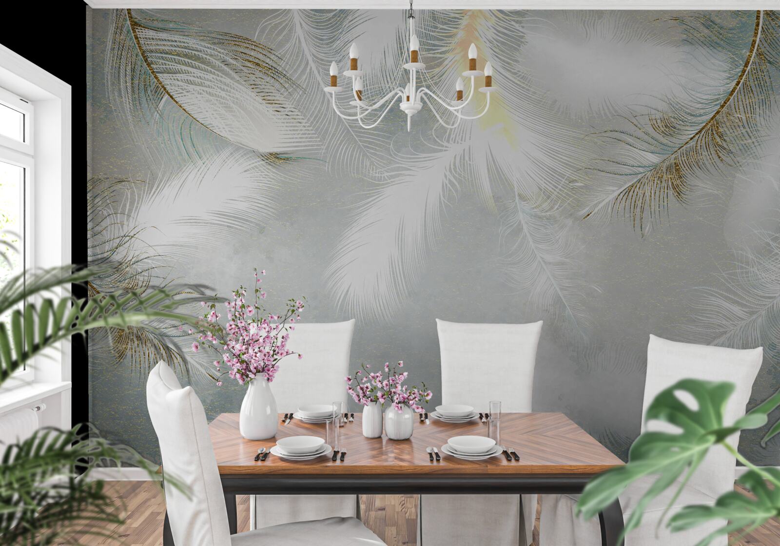 Fototapeta pozadie vyrobené zo svetlého abstraktného peria