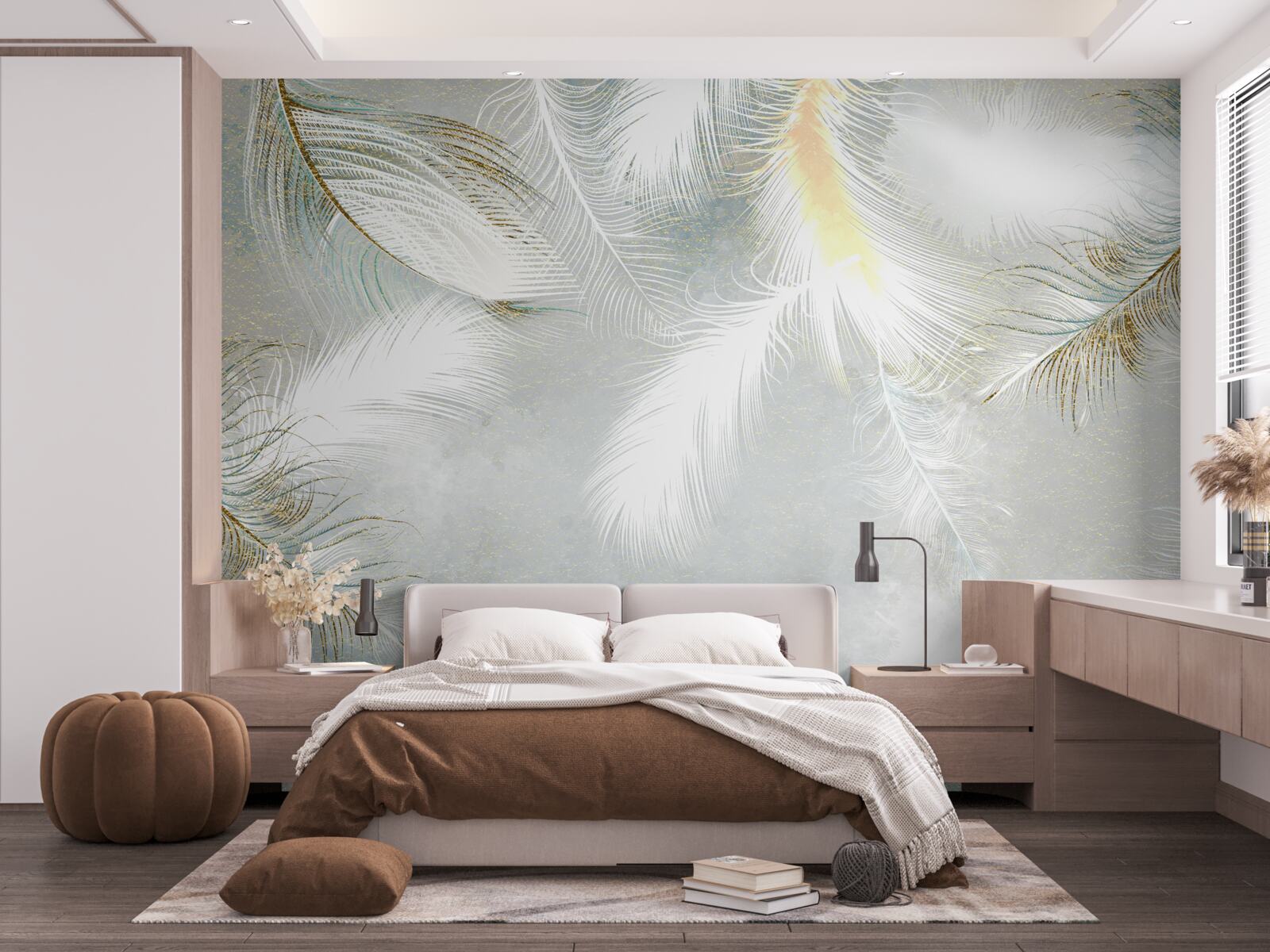 Fototapeta pozadie vyrobené zo svetlého abstraktného peria