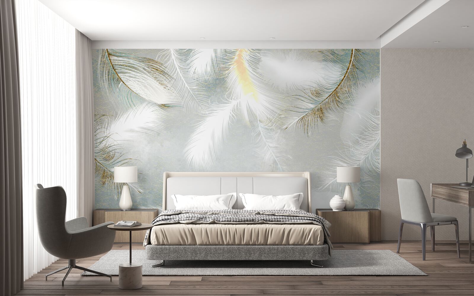 Fototapeta pozadie vyrobené zo svetlého abstraktného peria