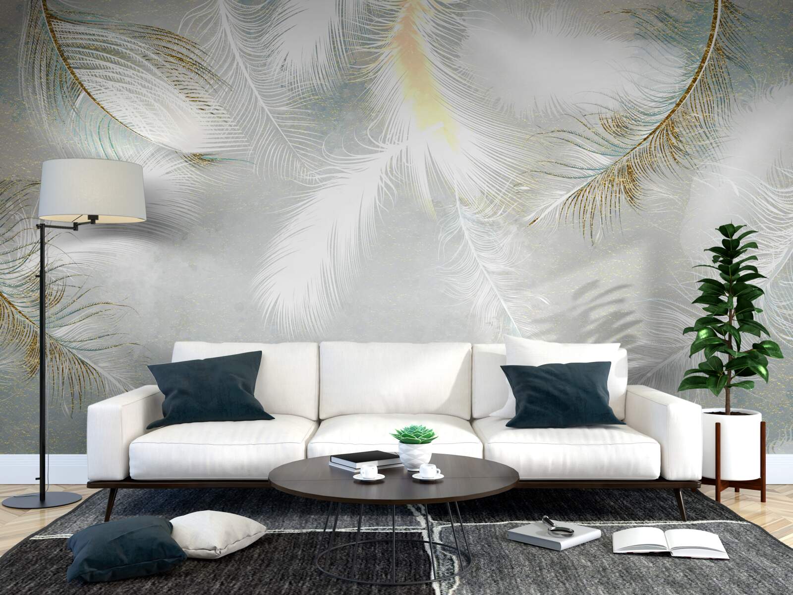 Fototapeta pozadie vyrobené zo svetlého abstraktného peria