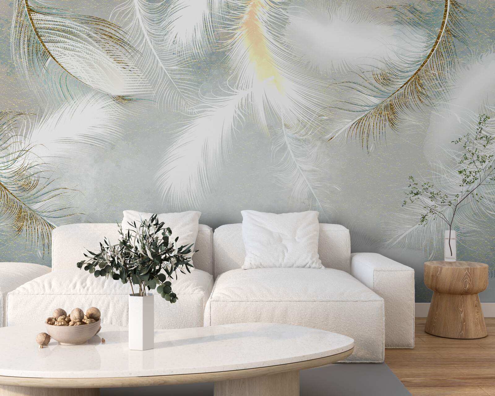 Fototapeta pozadie vyrobené zo svetlého abstraktného peria