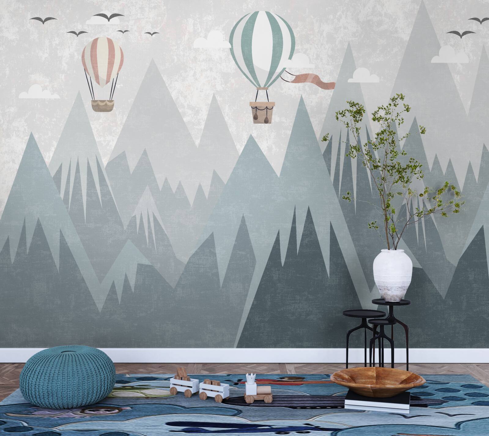 Fototapeta hory za sebou nechávajú lietajúce balóny