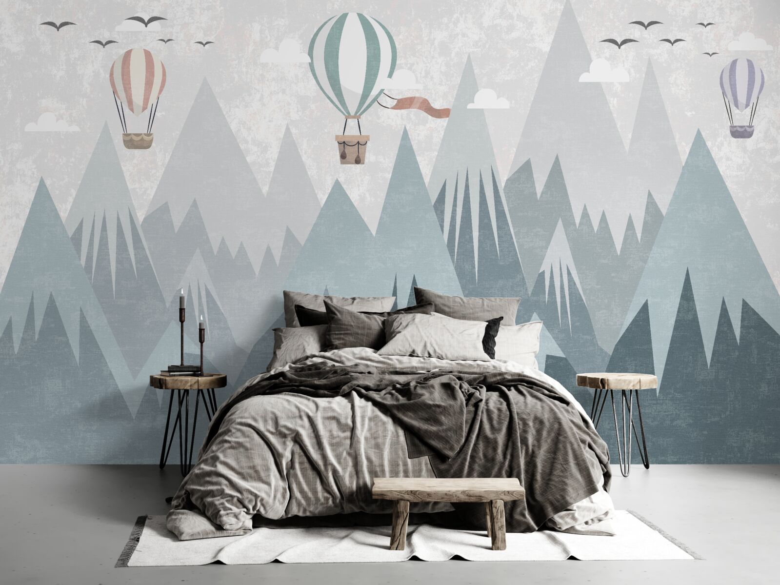 Fototapeta hory za sebou nechávajú lietajúce balóny