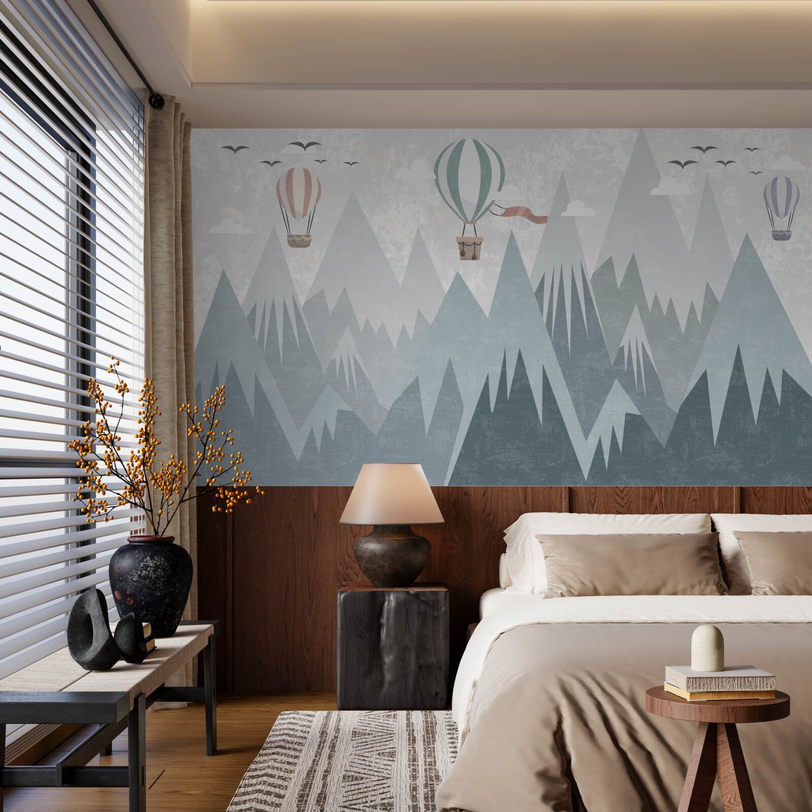 Fototapeta hory za sebou nechávajú lietajúce balóny