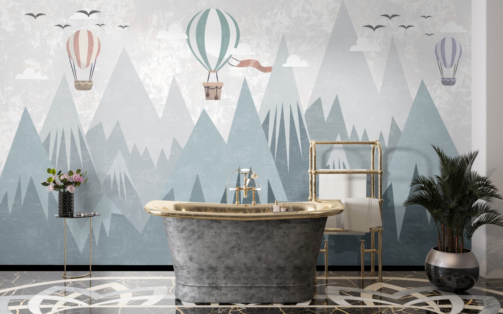 Fototapeta hory za sebou nechávajú lietajúce balóny