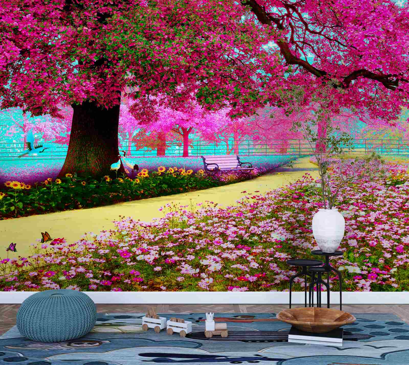 Fototapeta staré sakury kvitnúce v ružových odtieňoch