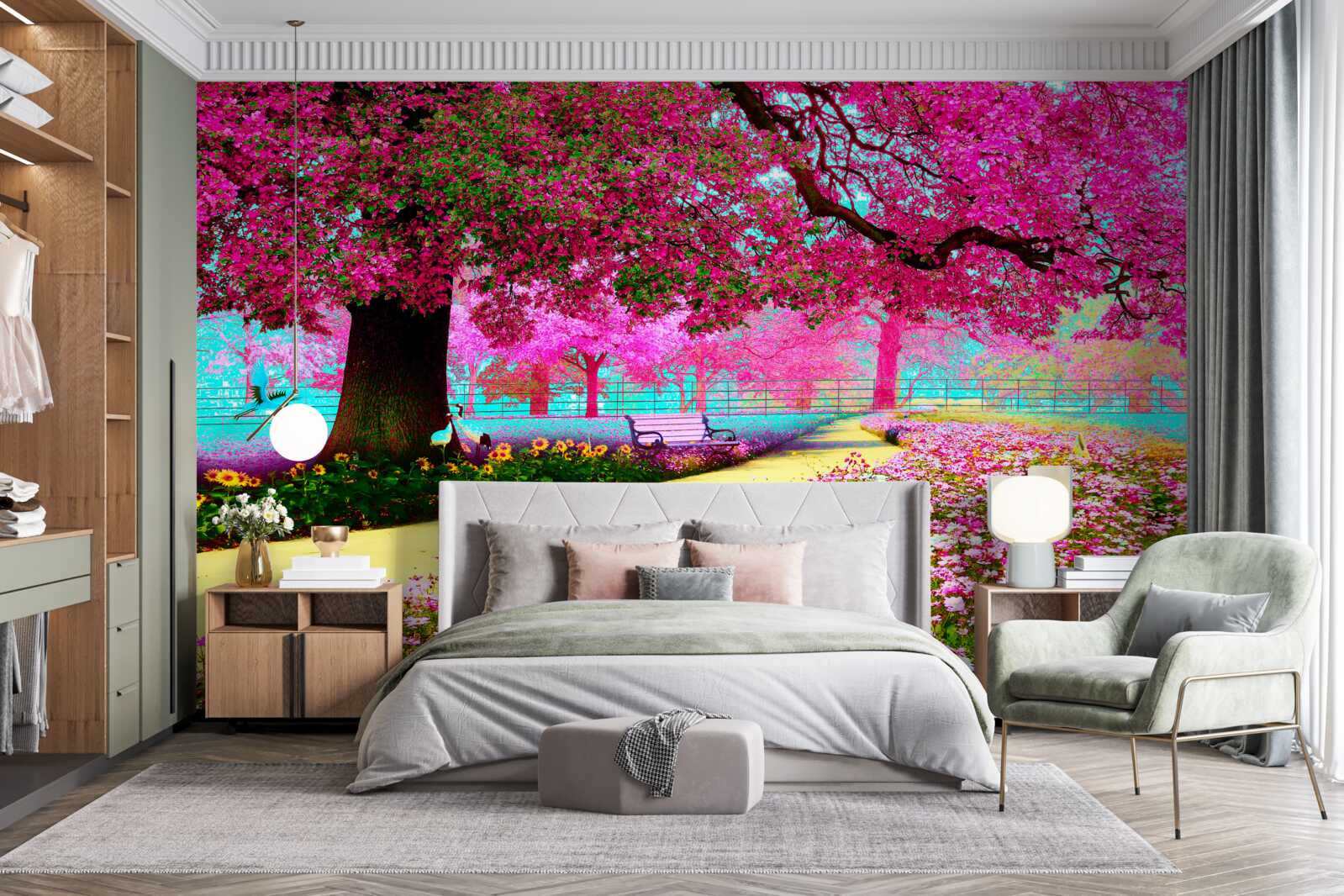 Fototapeta staré sakury kvitnúce v ružových odtieňoch