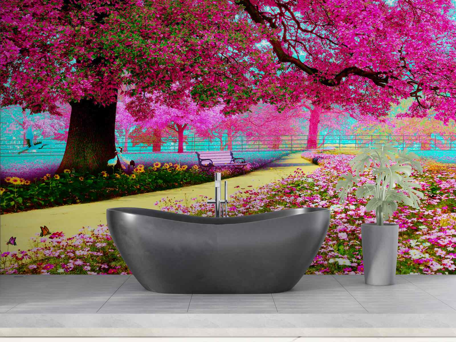 Fototapeta staré sakury kvitnúce v ružových odtieňoch