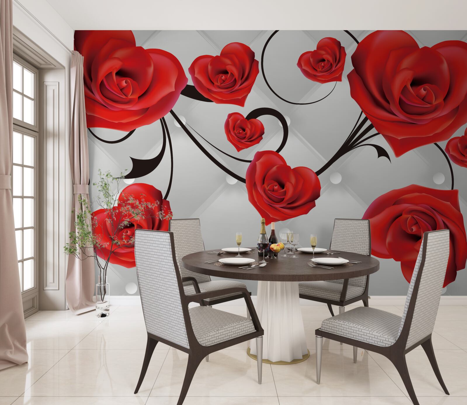 Fototapeta červené ruže v tvare srdca