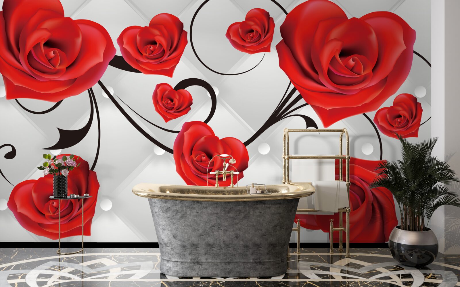 Fototapeta červené ruže v tvare srdca