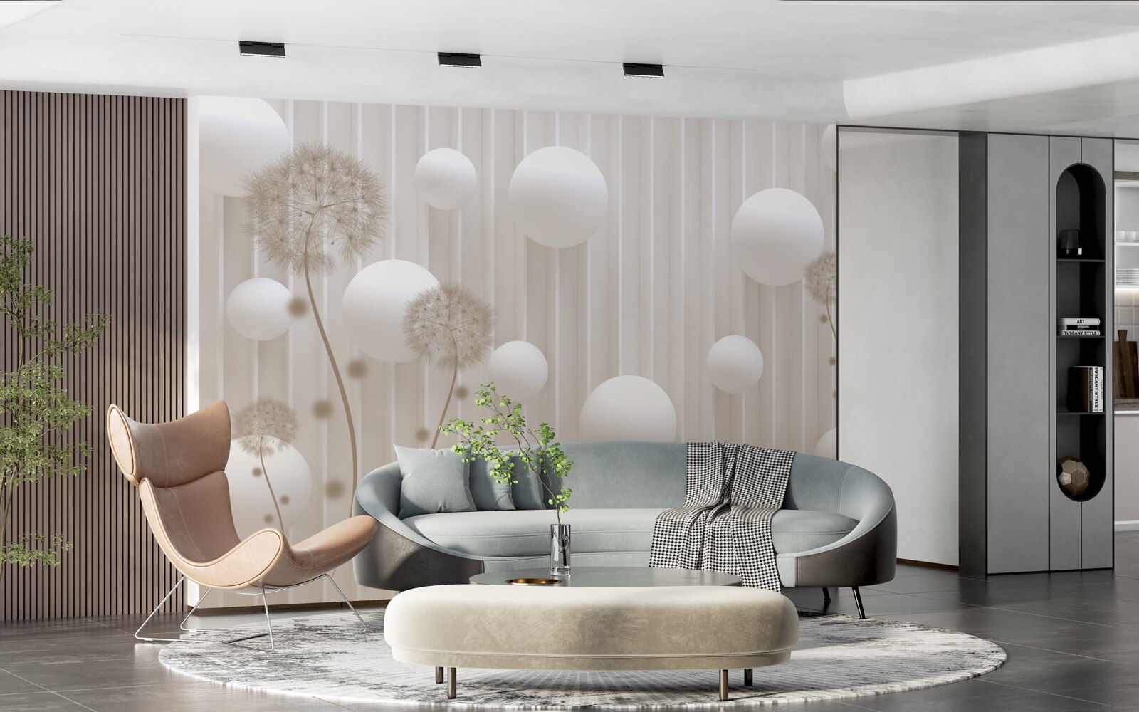 Fototapeta guličky a púpavy v odtieňoch svetloružovej