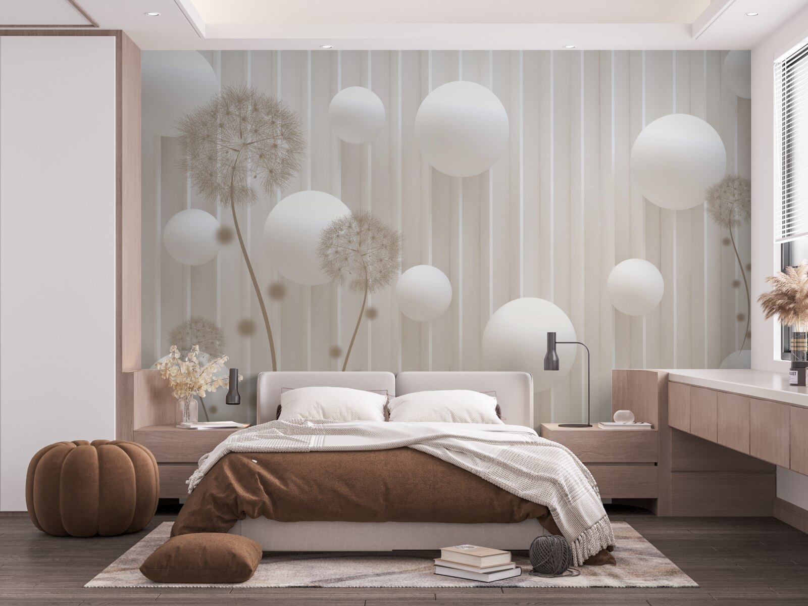 Fototapeta guličky a púpavy v odtieňoch svetloružovej