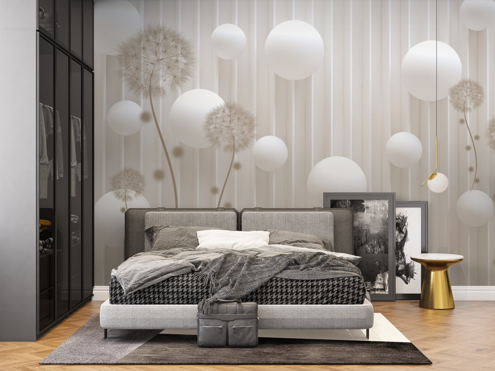 Fototapeta guličky a púpavy v odtieňoch svetloružovej