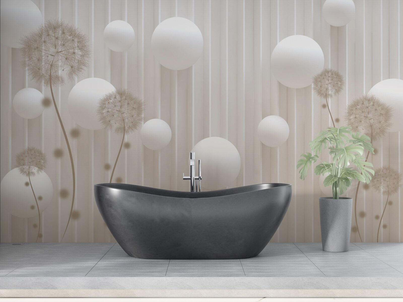 Fototapeta guličky a púpavy v odtieňoch svetloružovej